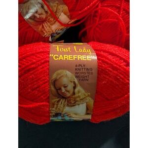 14‎ Skeins Vintage First Lady Carefree 4-Ply Worsted Yarn Fireball Red 8051
